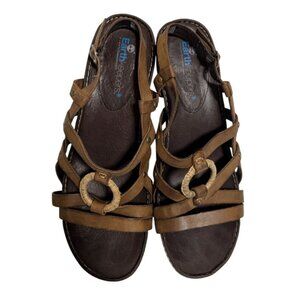 Timberland Earthkeepers Womens 9 Brown Leather Strappy O-Ring Block Heel Sandal